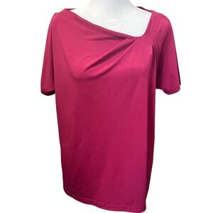 NWOT Banana Republic Top Women's Size S Short Sleeve Draped Neck Magenta Casual